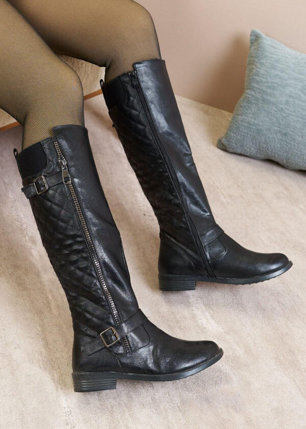 Kayla Zip Detail Knee High Boots