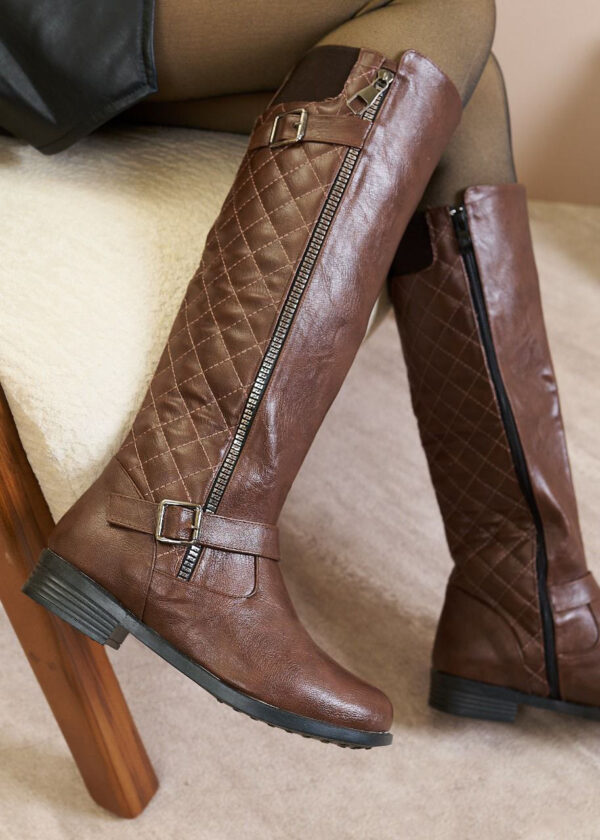 Kayla Zip Detail Knee High Boots